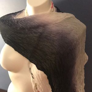 Beautiful black fade to gray to white silky scarf